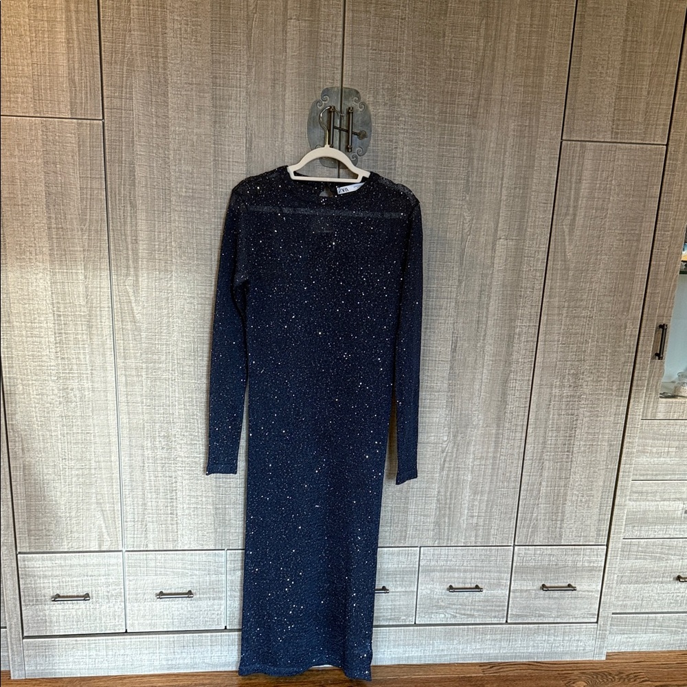 Zara Long Knit‎ Sequined Dress